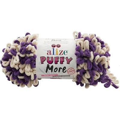 Alize příze Puffy More 6541 krémová a fialová