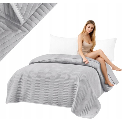 Prehoz na posteľ Łóżkoholicy velúr 220 cm x 240 cm sivý
