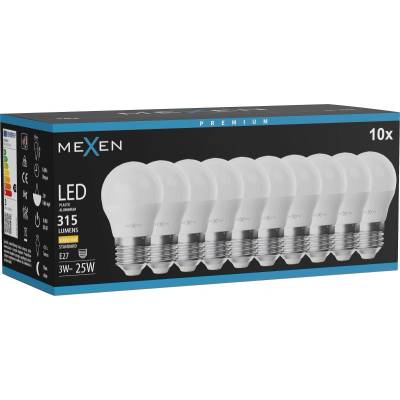 Mexen Nova 10x LED крушка E27, G45, 3W, Топла - 3000K, 315 lm - L101-E27-0330-01x10 (L101-E27-0330-01x10)