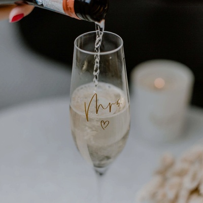 Bella Rose Sklenice na sekt Mrs. zlatá barva čirá barva sklo 250 ml