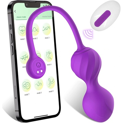 SuperLove Premium Silicone Vibrating Love Balls with Remote & App Purple