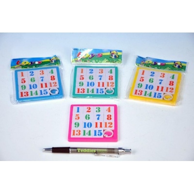 Teddies Přesouvačka hlavolam čísla plast 8x8cm asst 4 barvy v sáčku – Zboží Dáma