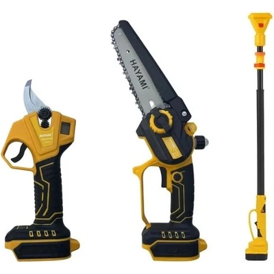 Velká AKU sada HAYAMI HA-1008-1 3v1 - pila + zahradnické nůžky + prodlužovací tyč 2,4 m – Sleviste.cz