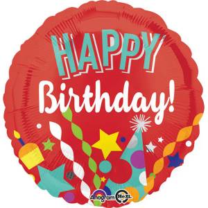 Amscan Балон от фолио Happy Birthday - червен