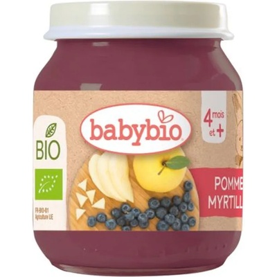 Babybio Био плодово пюре Babybio - Ябълка и синя боровинка, 130 g (3288131509747)