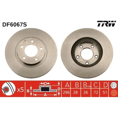 Brzdový kotúč TRW DF6067S
