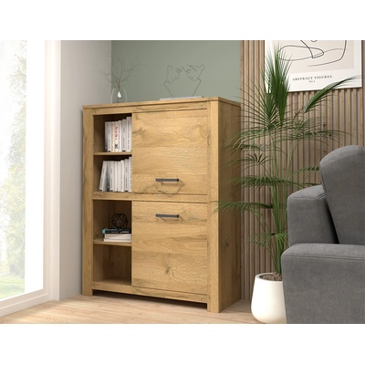 Ниска библиотека ten полузатворена, античен дъб (hvns421r-d67)