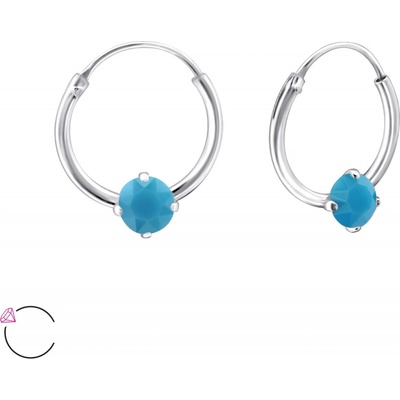 Glory strieborné náušnice Kruhy Swarovski elements Turquoise S1120