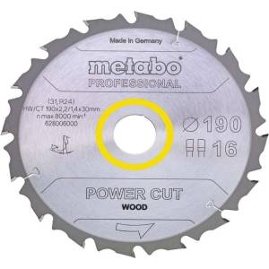 Metabo - Нож за трион за дърво 190х30 мм 16 зъба 628006000 (628006000)