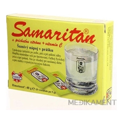 Samaritan S Arómou Citrónu + Vitamín C šumivý nápoj v prášku, vrecká 8 x 5 g