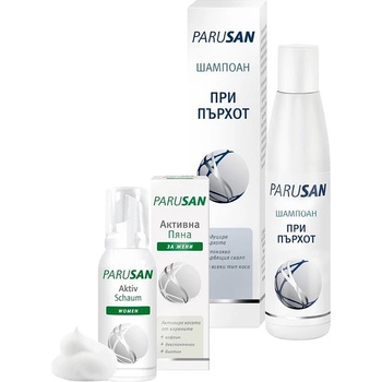 Parusan Комплект - Шампоан против пърхот и Активна пяна за коса за жени, 200 + 100 ml