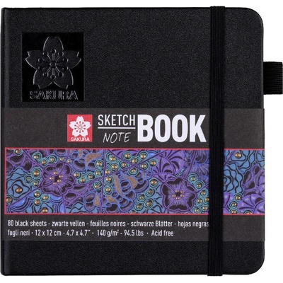 Sketchbook Sakura v pevnej väzbe s čiernym papierom 140g 12 x 12