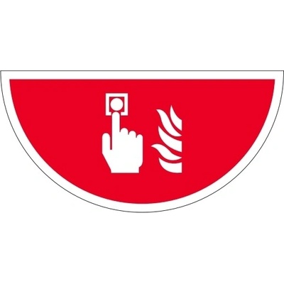 Samolepicí plošné protiskluzové značení (půlkruh), požární alarm – luminiscenční fólie, 900×450 mm