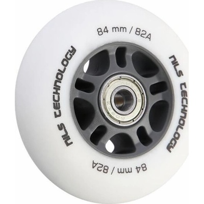 Nils PU 84mm 82A BÍLÁ MATNÁ (4 ks) + ABEC-9 CHROM (8 ks)