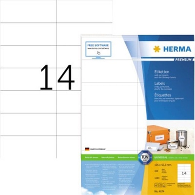 Herma 4674 105 x 42.3 mm papier biela 1400 ks trvalé univerzálne etikety atrament, laser, kópie