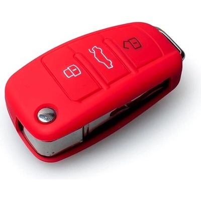 Kľúčenka Ochranné silikónové puzdro na kľúč pre Audi s vystreľovacím kľúčom, červená farba
