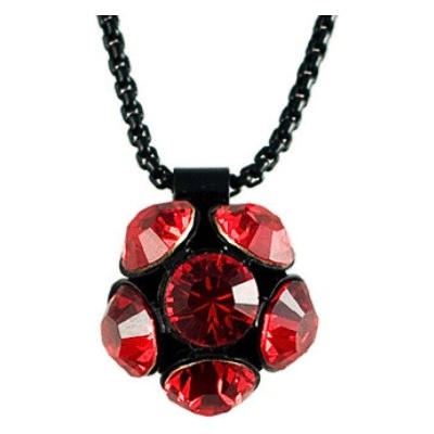 Klimm Swarovski květinka 6x kámen kulatý červený 1643 černý