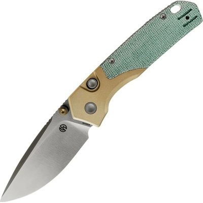 Vosteed Psyop 303 S35VN Satin, Teal Norplex UltreX Micarta & Mosazná Záštita A2221