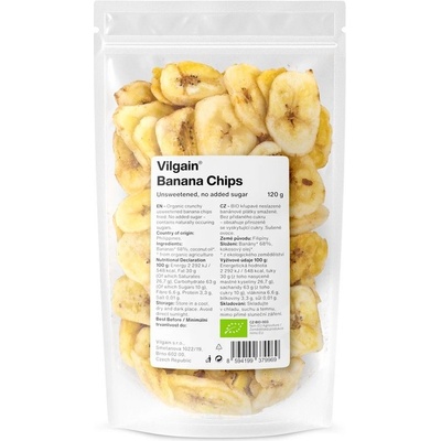 Vilgain Bananové chipsy BIOneslazené 120 g – Zbozi.Blesk.cz