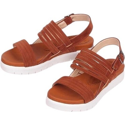 Кафяви велурени сандали с бяла подметка