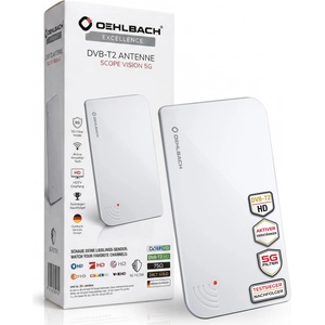 Oehlbach Scope Vision 5G DVB-T2 HD antenna - digital indoor antenna - active DVB-T amplifier - successor to our test winner - with 5G filter - white - 17235 (17235)