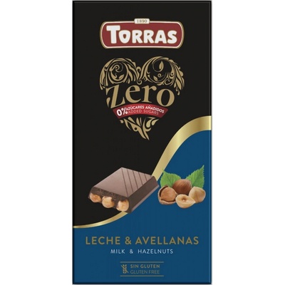 Torras Zero Bezlepková mliečna čokoláda s celými lieskovými orieškami 150g