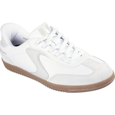 Skechers Дамски маратонки Skechers Duraleather & Suede Overlay Bungee Low-Top Trainers Womens - White/Neutral