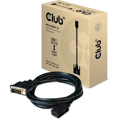 Club 3D Кабел Club 3D - CAC-1211 (DVI-D към HDMI 1.4, 2 м, M/F, двупосочен, UHD 4K30Hz, златни контакти) (CAC-1211)
