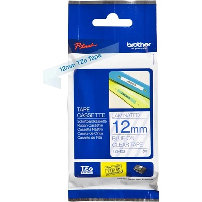 BROTHER TZE-133 modrá na priehľadnej 12 mm