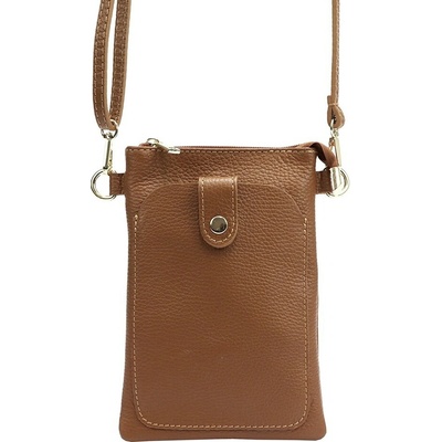 Dvouoddílová malá hnědá kožená crossbody kabelka pouzdro na mobil Luka no. 070