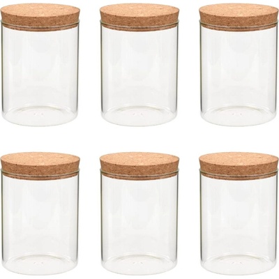 vidaXL Skladovacie sklenené poháre s korkovými viečkami 6 ks 650 ml
