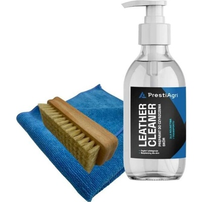 PrestiAgri Čištění kůže Leather Cleaner 300 ml, Detailovací kartáč, Mikrovláknová utěrka 40x40 cm