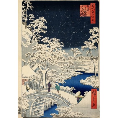 Grafika Utagawa Hiroshige Drum bridge at Meguro and Sunset Hill 1000 dielov