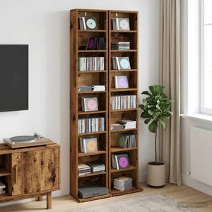 vidaXL Кабинет за CD 2 бр. Старо дърво 33 x 23, 5 x 175 см (8012655)