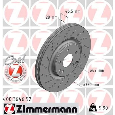 Brzdový kotúč ZIMMERMANN 400.3646.52 (400364652)