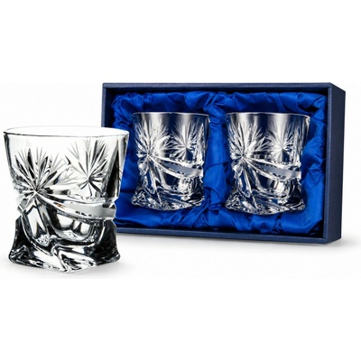 Bohemia Crystal Bohemia Crystal Broušené sklenice na panáky Quadro brus Mašle 2 x 55 ml