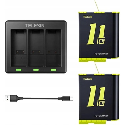 Telesin 3-slot nabíjačka + 2 batérie súprava na GoPro Hero 9 / 10 / 11 TEL179803