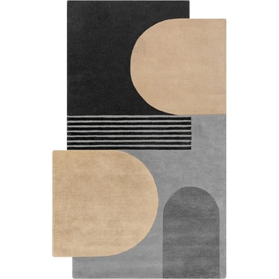 Flair Rugs Черно-сив ръчно изработен вълнен килим 150x240 cm Lozenge Monochrome - Flair Rugs (503119377570)