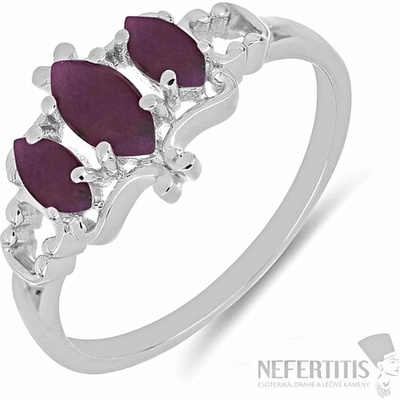 Nefertitis Prsten stříbrný s broušenými rubíny 023319 RB