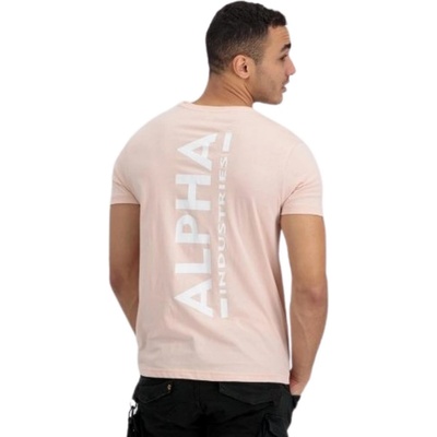 Alpha Industries Backprint T pale peach tričko pánske ružové