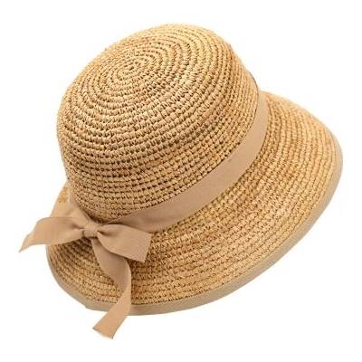 Дамска лятна шапка bucket hat от рафия Fratelli Mazzanti | Светлокафяв