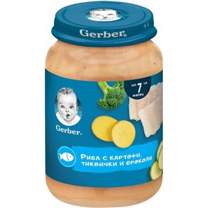 Nestle Пюре Nestle Gerber - Риба, картофи, тиквички и броколи, 190 g (12616117) - baby