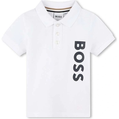 HUGO BOSS Бебешка памучна тениска с яка boss в бяло с принт (j50598.86.94)