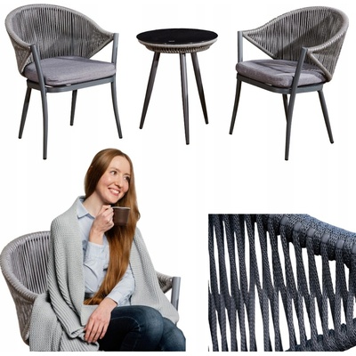 Bello Giardino BREVE set 2+1 - balkónový nábytok, šedá