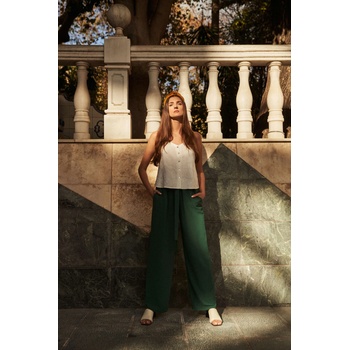 Moodo Малахитови панталони с широки крачоли Moodo Moodo | Zelen Srebaren | ЖЕНИ | XS