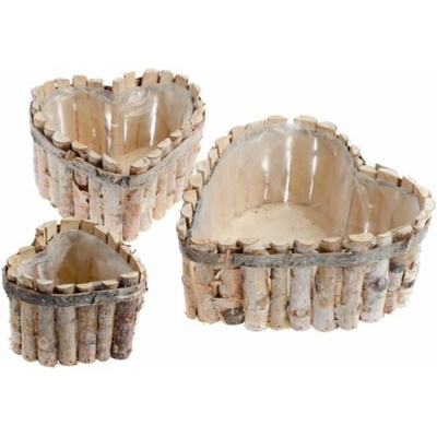 Casa de Engel Дървена саксия с PVC - сърце - комплект 3 бр. , 0/16 Casa de Engel | Lilav | Home | UNI