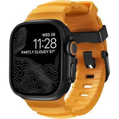 Nomad Силиконова каишка за Apple Watch 42мм, 44мм, 45мм, 46мм, Ultra, Ultra 2, Ultra 3 49мм - Nomad Rocky Point Strap (жълт-черен) (NM014810858)