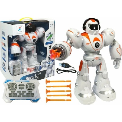 LEAN Toys 4261 Interaktivní RC robot s vystřelovacími projektily, oranžový