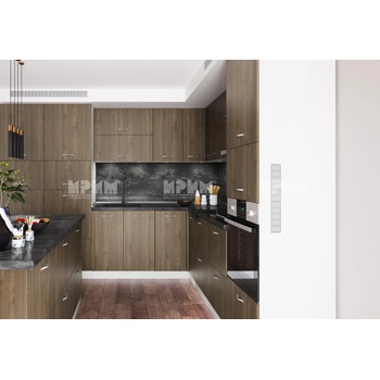 IRIM Ъглова кухня Сити 973 бяло гладко / орех адмирал с термоплот