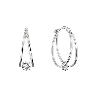 Evolution Group Stříbrné náušnice hladké kruhy se Swarovski krystalem 31323.1
